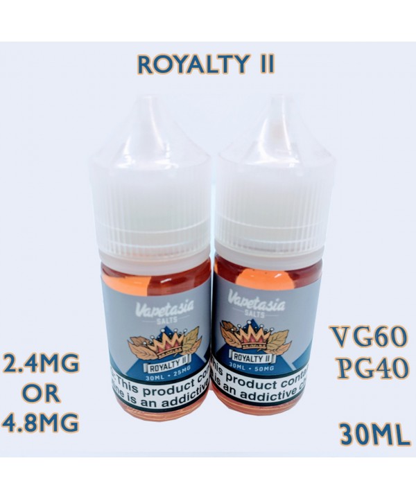 ROYALTY II BY VAPETASIA SALTS | 30 ML VANILLA CREAMY CUSTARD SMOOTH TOBACCO FLAVOR SALT NICOTINE