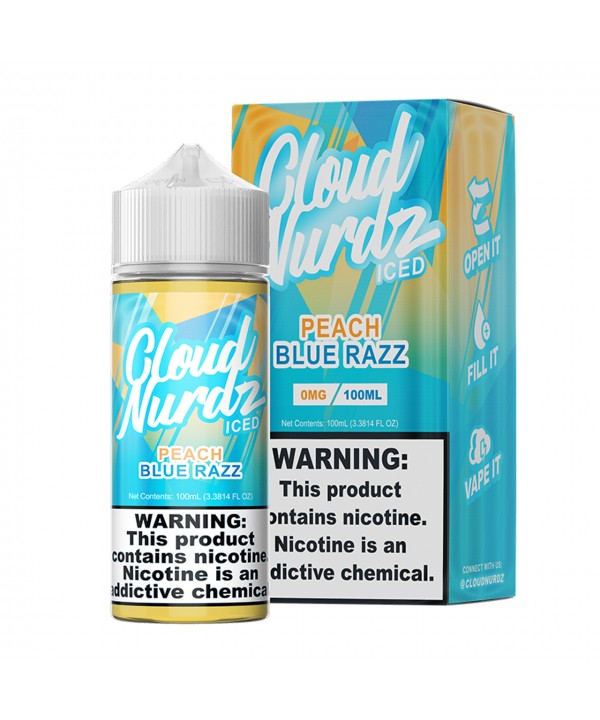 PEACH BLUE RAZZ ICED BY CLOUD NURDZ | 100 ML PEACH BLUE RASPBERRY MENTHOL FLAVOR E-LIQUID