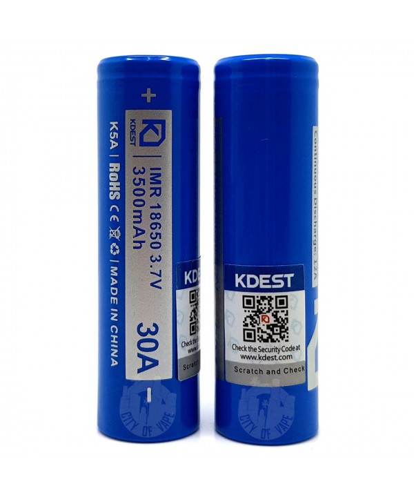 KDEST K5A IMR 18650 3.7V 3500mAh 30A High Drain Rechargeable Battery