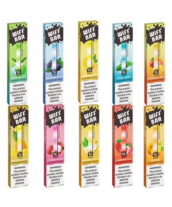 2 FOR $4.99 | WIFF BAR DISPOSABLE DEVICE | 8 FLAVORS 5% NICOTINE 400 PUFFS 1.3 ML E-LIQUID