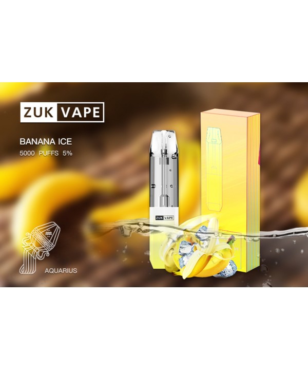 Banana Ice 5% Nicotine   5,000 Puffs Rechargeable Disposable by ZUK Vape