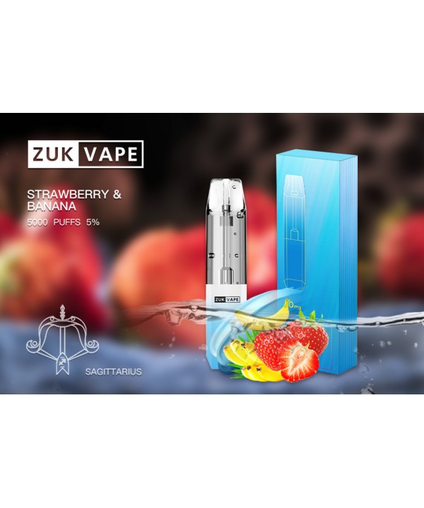 Strawberry Banana 5% Nicotine   5,000 Puffs Rechargeable Disposable by ZUK Vape