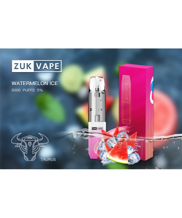 Watermelon Ice 5% Nicotine   5,000 Puffs Rechargeable Disposable by ZUK Vape