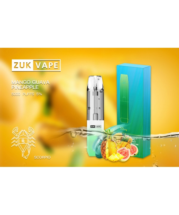 Mango Guava Pineapple 5% Nicotine  5,000 Puffs Rechargeable Disposable by ZUK Vape