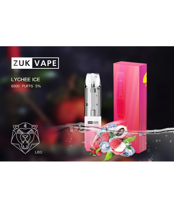 Lychee Ice 5% Nicotine  5,000 Puffs Rechargeable Disposable by ZUK Vape