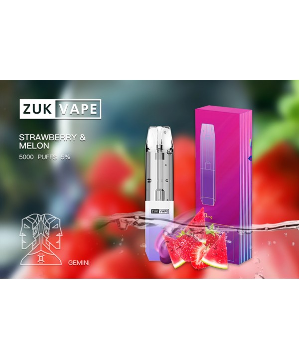 Strawberry Melon 5% Nicotine  5,000 Puffs Rechargeable Disposable by ZUK Vape