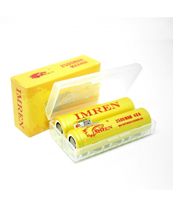 Imren (Gold) IMR 18650 (3000mAh) 35A 3.7v Battery Flat-Top - 2 Pack